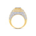 thumbnail image 4 of 14kt Yellow Gold Mens Round Diamond Ribbed Square Cluster Ring 5 Cttw, 4 of 4