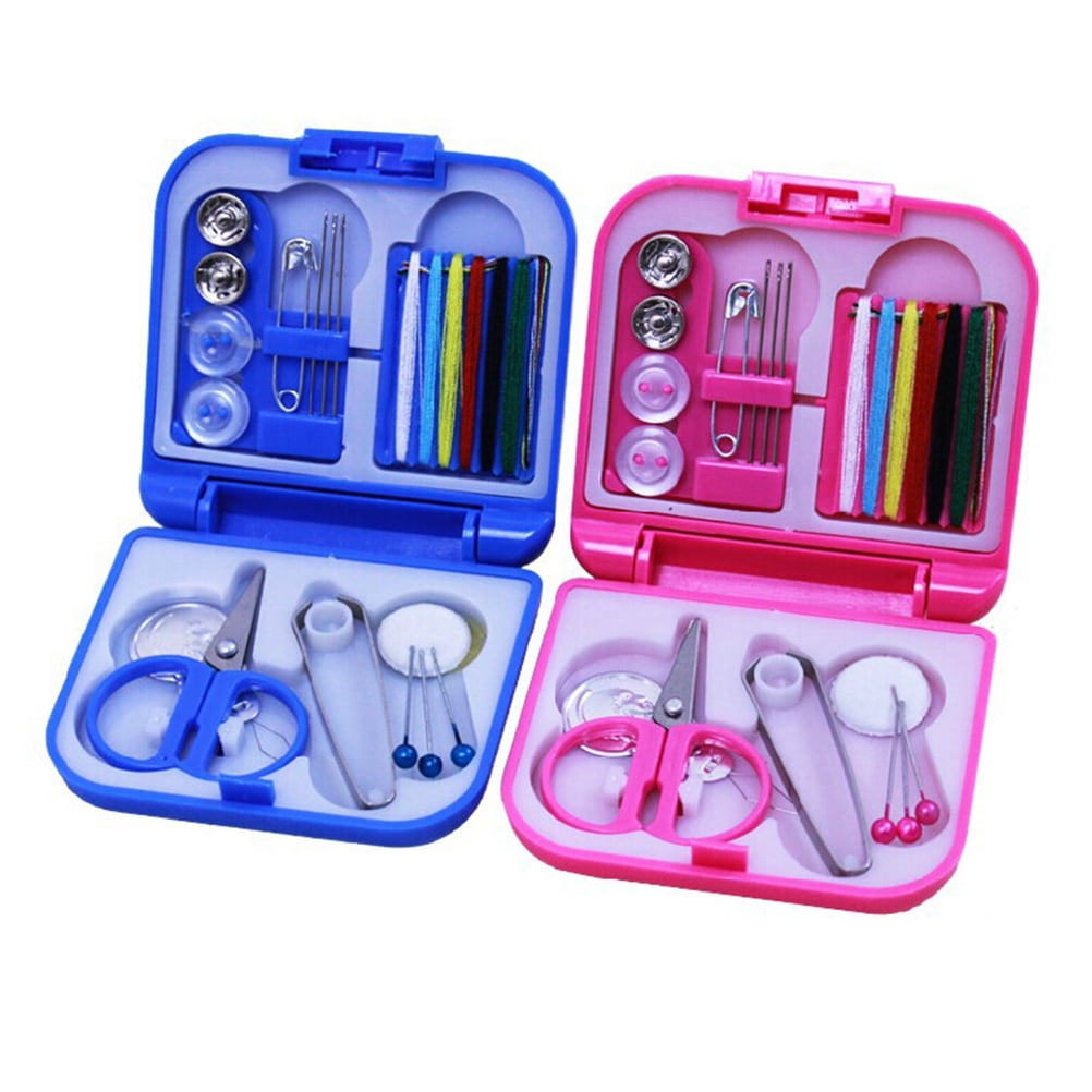 Portable Mini Travel Sewing Kit Box Home DIY Thread Threader Pin Needle Tool Set 