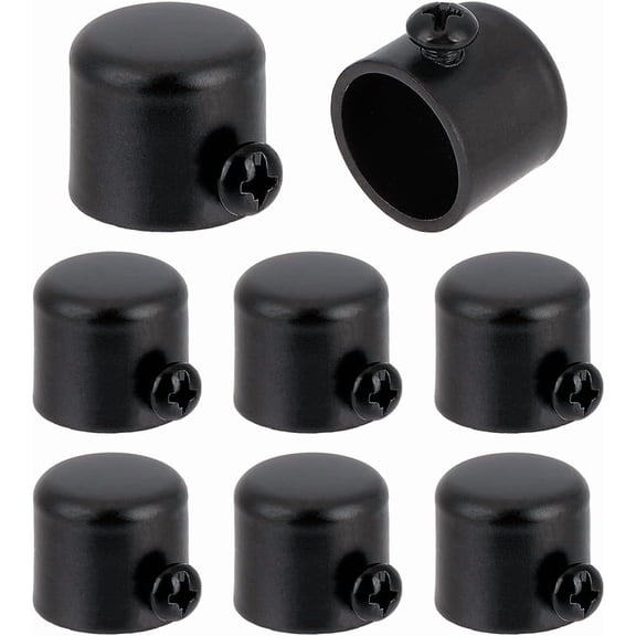 8Pcs Curtain Rod Ends Iron Drapery Pole End Plug Window Curtain Rod End Cap Black Curtains Rods Finials for 0.8 Inch Diameter Roman Rods Ends