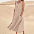 thumbnail image 2 of fatyb Robes Maxi d'Été pour Femmes avec Poches, Col en V Croisé, Sans Manches, Robes Décontractées pour Femmes, 2 of 4
