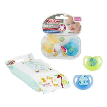 Nuby All Natural Pacifiers & Teether Wipes - 48 Count