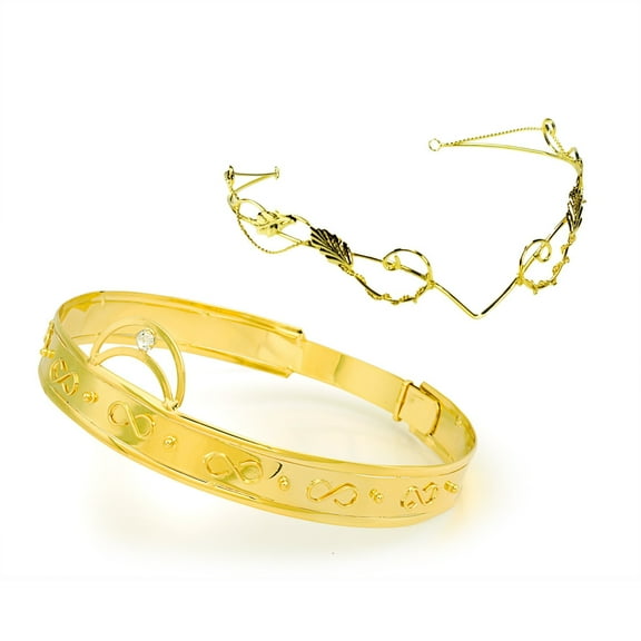 Sunnywood His & Hers Golden Fantasy Circlets – Adjustable Renaissance Crowns for Weddings, Cosplay, and Medieval Costumes