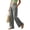 Gray, variant on Women's Cotton Blend Pleated Straight Leg Pants, Elastic Waist, Side Pockets, Front Pleats, Relaxed Fit