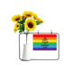 thumbnail image 1 of Gay lesbianas transexuales bisexuales bandera ilustracion Tarjeta de bendición de jarrón de girasol artificial, 1 of 3