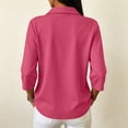 thumbnail image 4 of Polo Shirts for Women 3/4 Sleeve Solid Color Quick Dry Work Tops with Collar, 2XL, 4 of 9