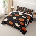 thumbnail image 3 of Manfei Spooky Bats Quilt Full,Gothic Halloween Full Bedspread Sets,Cream,3 Pieces, 3 of 7