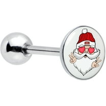 Body Candy 14G Women Peace Love Santa Claus Christmas Barbell Tongue Ring Body Piercing Jewelry 5/8”
