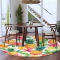 thumbnail image 4 of Pineapple Lemon Round Living Room Rugs 6 ft, Watercolor Summer Fruits Floral Washable Area Rug with Non-Slip Sturdy Edge Binding Round Carpet for Kitchen Office Bedroom, 4 of 9