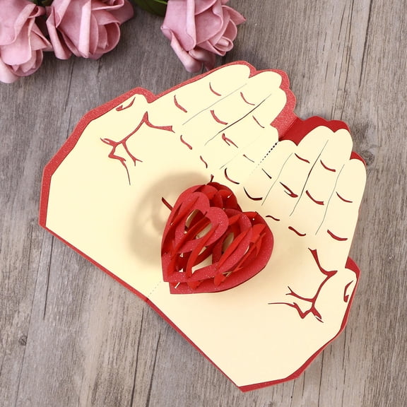 TEHAUX 3D Greeting Card Red for Mom Creative Up Design Mother's Day