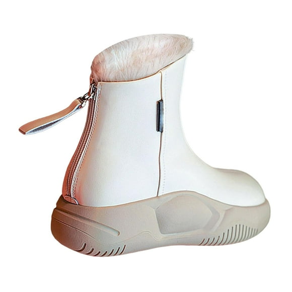 Botas de nieve de invierno para mujer, botas cortas antideslizantes de felpa suave, botines, zapatos de invierno con cremallera, botas de senderismo Beige Yinane botas de nieve