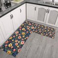 thumbnail image 2 of Pioneer Flower Floral Print Pattern Kitchen Rugs Sets Of 2, Anti Fatigue Non Slip Washable Floor Mats for Kitchen Sink Laundry, 17X30 Inch + 17X47 Inch, 2 of 6
