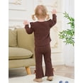 thumbnail image 5 of 2T Baby Girls Clothes 3T Girls 2PCS Fall Winter Outfits Set Cute Bowknot Toddler Girls Long Sleeve Top Pants Set Brown, 5 of 8