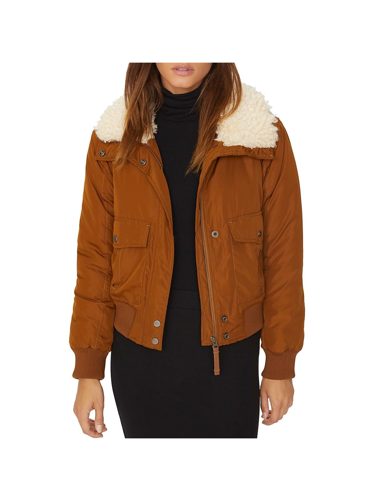 Sanctuary Womens Spice Of Life Faux Fur Aviator Bomber Jacket