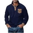 thumbnail image 2 of BXINGOHAI Men's casual Crewneck Sweatshirt Thick Loose fit Soft Basic Pullover Sweatshirt Today Navy,L, 2 of 6