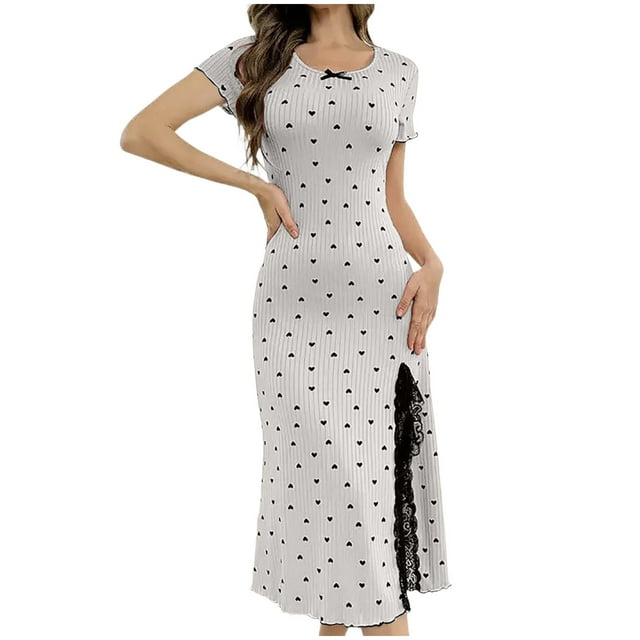 Chemise de Nuit pour Femmes, Décontractée, Imprimée, à Bretelles, Courte