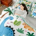 thumbnail image 4 of jejeloiu Tropical Botanical Coconut 7pcs Bedding Comforter Set,Multicolor Cute Dino Queen Bedding Sets For Kids Reversible, 4 of 8