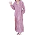 thumbnail image 1 of Womens Fleece Robe Plush Long Zip Front Bathrobe with Pockets Warm Soft Zippered Bathrobes for Women,Pink,M, 1 of 1