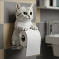 thumbnail image 4 of KeirineCC Decorative Cat Toilet Paper Holder,White and Cream,Wall Mount Bathroom Tissue Dispenser with Ragdoll Design,6x8 Inches,1 Pcs,for Cat Lovers (Silver Gradient), 4 of 5