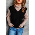 thumbnail image 2 of ABPHQTO Camiseta de tirantes negra sin mangas de punto de ochos para mujer, 2 of 5