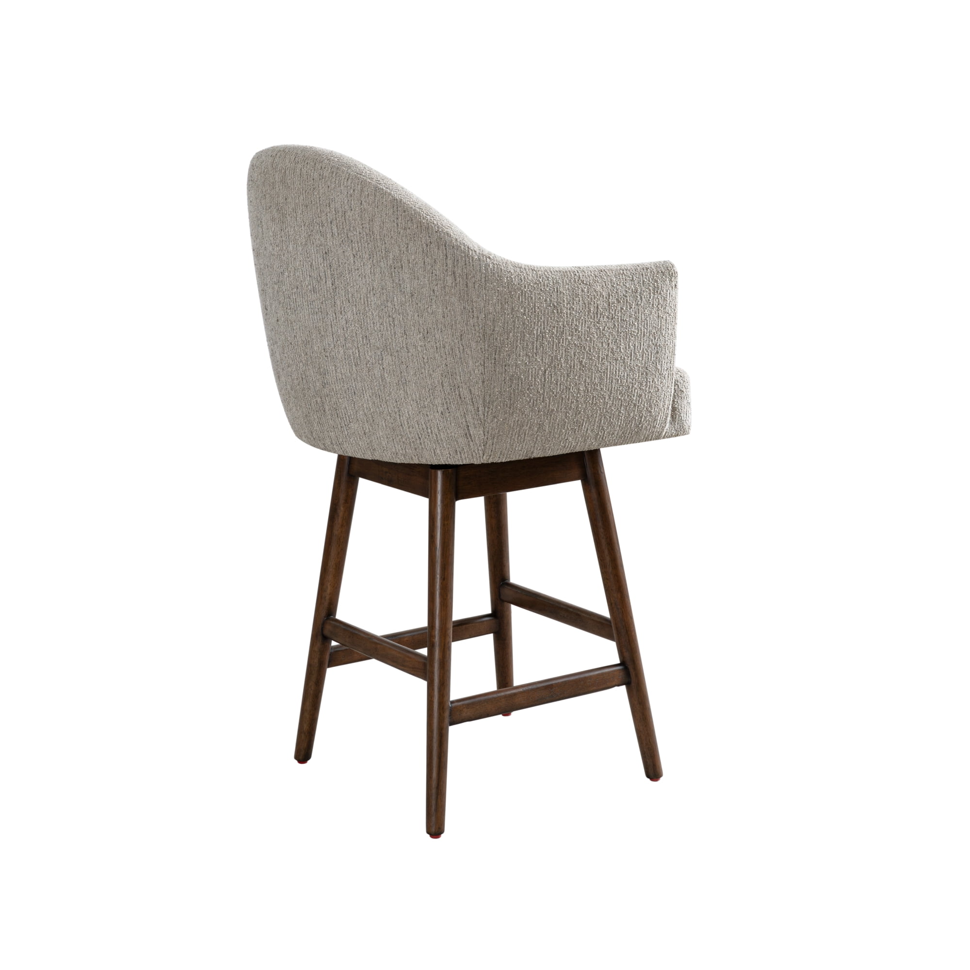 Jaxon Brown Solid Wood Upholstered 26" Counter Height Swivel Barstool with Morning Fog Fabric Seat - Set of 2