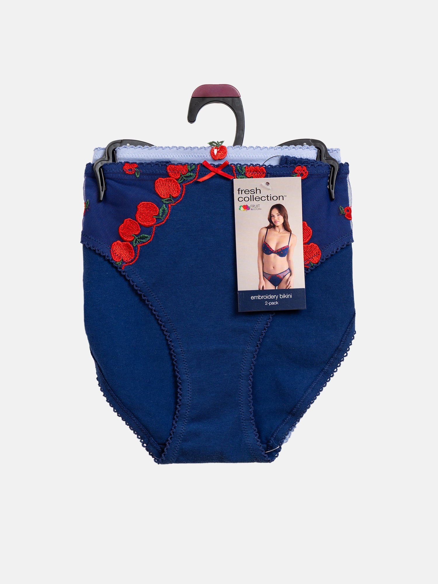 Fresh by Fruit of the Loom 2-Pack Embroidered Bikini, Sizes XS to XXL