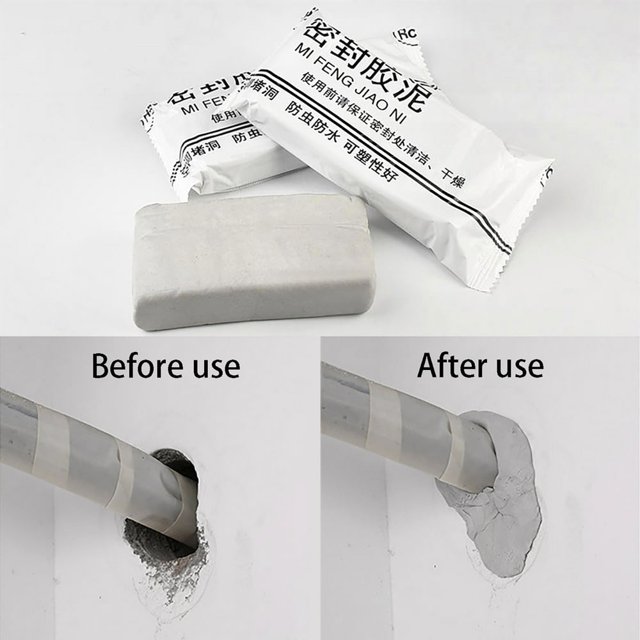 KEINXS Pâte de Réparation Murale Résistante - Mastic Étanche pour Trous et Fissures de Tuyaux - Composé de Ciment Moulable Facile à Utiliser - Formule Haute Densité - 1 Pcs Remplissage de Réparation Maison DIY