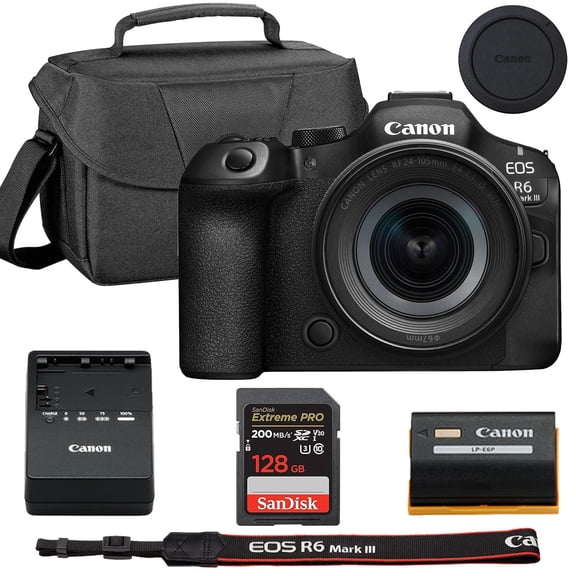 Canon EOS R6 Mark III Mirrorless Camera with 24-105mm STM Bundle 128GB Extreme Memory & Camera Case