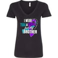 thumbnail image 3 of Inktastic Suicide Prevention I Wear Teal and Purple for My Brother Women's V-Neck T-Shirt, 3 of 5