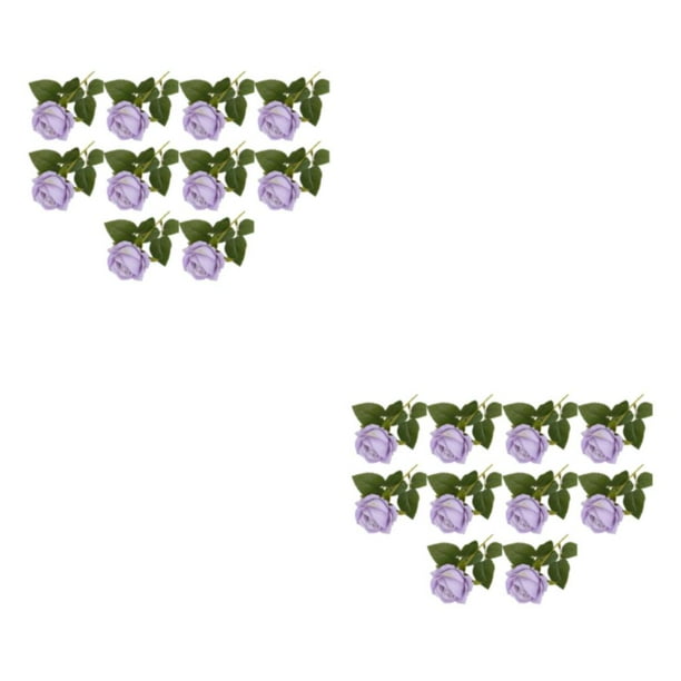 Ramo de novia artificial Toystoory 10x Durabilidad duradera Flores violeta morado claro 2Conjunto