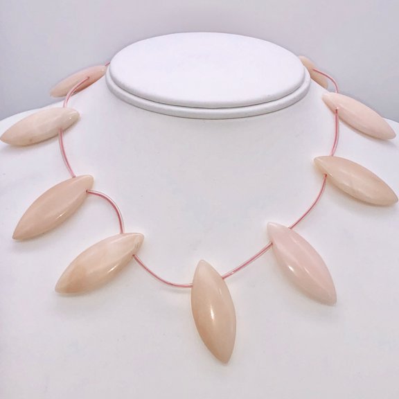Pink Peruvian Opal Marquis Briolette 12 Bead Strand 10815H