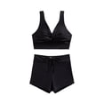 thumbnail image 2 of Women Bikini Set with Tie Side Boyshorts Two Piece Swimsuit High Waisted Bathing Suits Sexy Swimwear (Black, L), 2 of 2