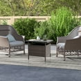 thumbnail image 3 of Patiojoy Outdoor Wicker Table Rattan Coffee Table w/ Umbrella Insert Hole PE Tabletop & Sturdy Metal Frame, 3 of 9