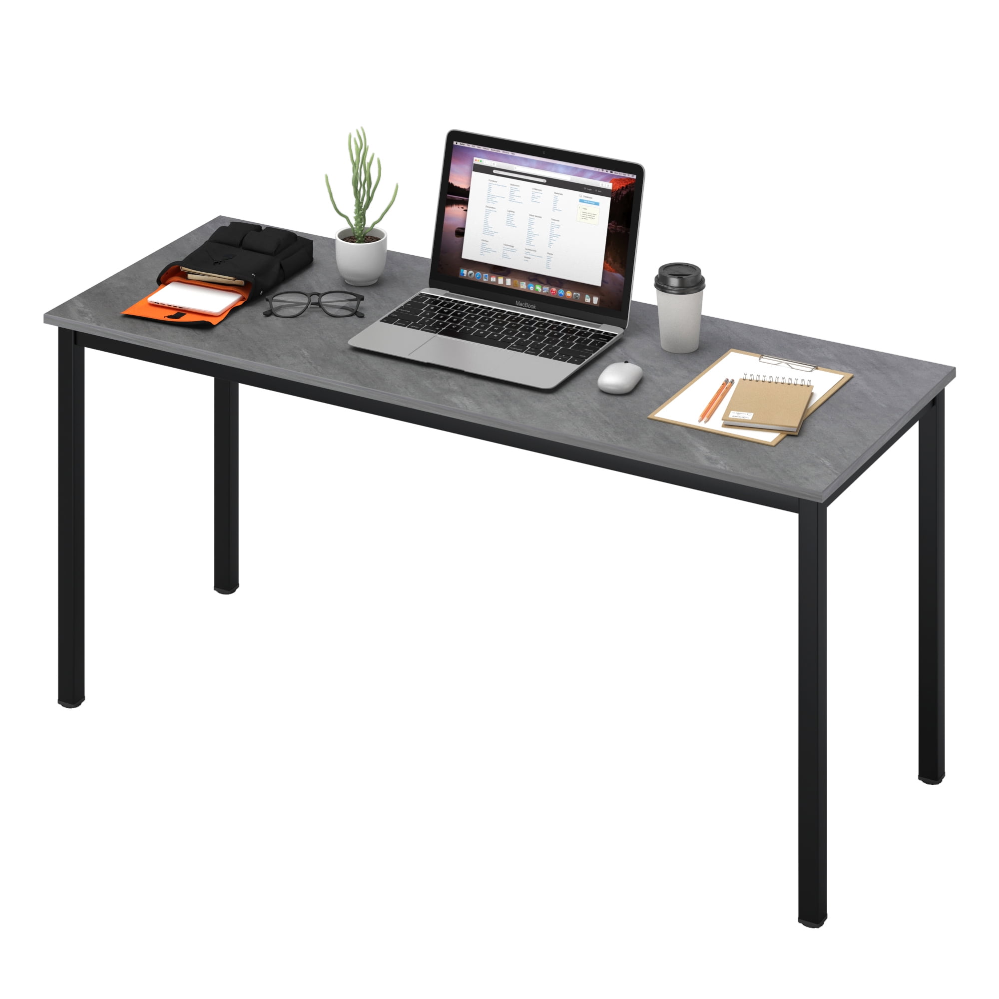 Wellynap 63Inch Grey Computer Desk, XLarge Home Office Desk Table for