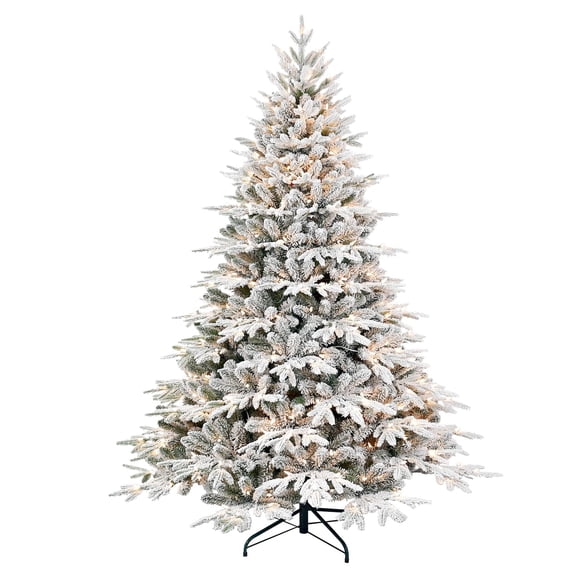 Árbol de Navidad Mayhihi, artificial flocado, preiluminado, de 6 pies con 2056 puntas