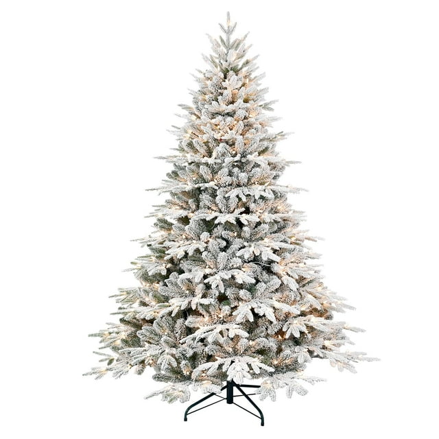 Árbol de Navidad Mayhihi, artificial flocado, preiluminado, de 6 pies con 2056 puntas