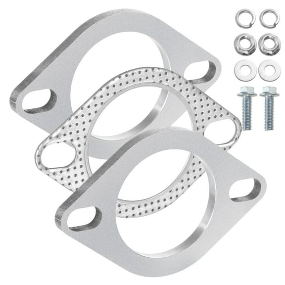Exhaust Flange & Exhaust Gasket Kit with Bolts & Nuts, 2 Bolts 2.05 Inches Exhaust Flange Connection Kit, Corrosion Proof Exhaust Flange & Exhaust Gasket Kit for Downpipe