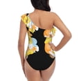 thumbnail image 5 of Pofeuu Bee Happy Sunflower Gnomes Print Women's One Piece Swimsuits One Shoulder Swimwear Asymmetric Ruffle Monokinis Bathing Suits-X-Large, 5 of 6