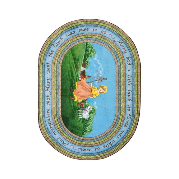 Mary's Lamb 7'8" x 10'9" Oval Area Rug In Color Multi