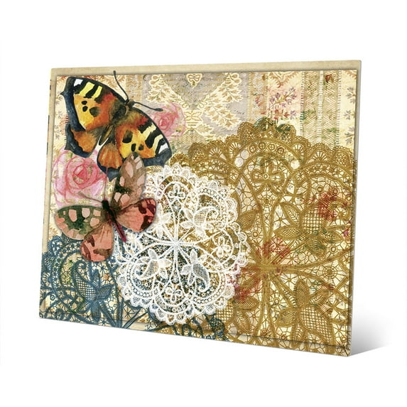 Doilies and Butterflies - Grunge | 16" x 20" Metal Wall Art