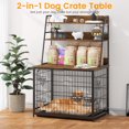 thumbnail image 2 of 57.1-pulgada de altura retro-colored indoor dog crate muebles con 3-layer almacenamiento estantes, double doors, 2 stainless steel bowls, y removable tray, 2 of 8