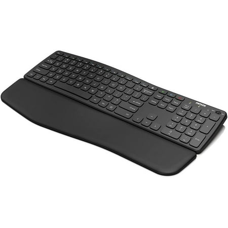 Arteck Bluetooth Keyboard Universal Wave Ergono Keyboard with Palm Rest Multi-Device Full Size Keyboard