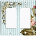 thumbnail image 6 of Metal Light Switch Plate Outlet Cover Elegant Blue Floral Striped Damask FLW071, 6 of 13