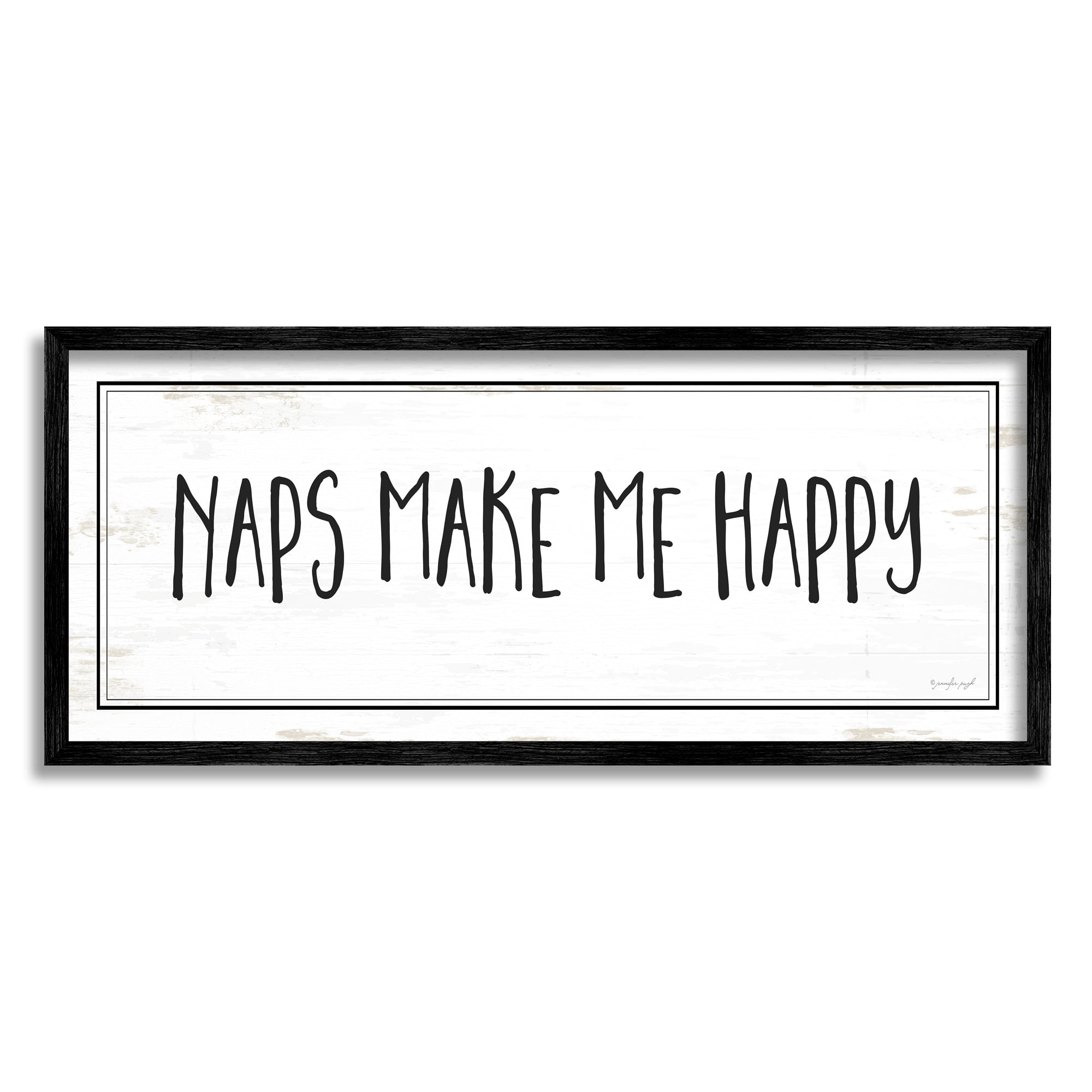 Stupell Industries Naps Make Me Happy Phrase Distressed Plank Pattern, 13 x 30, Designed by Jennifer Pugh