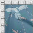 thumbnail image 2 of oneOone Silk Tabby Teal Blue Fabric Tropical Parrot With Leaves Dress Material Fabric Print Fabric By The Yard 42 Inch Wide, 2 of 4