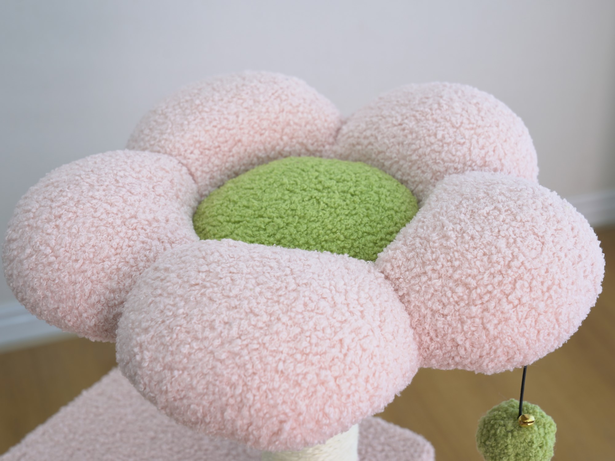 Vibrant Life Medium 4-Level 35" Flower Cat Tree with Condo and Hammock, Pink and Green