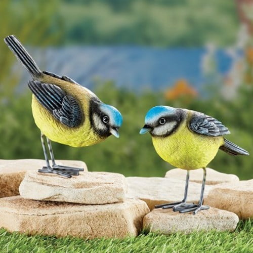 HandPainted Blue Tit Garden Bird Lawn Ornaments Set of 2 Walmart