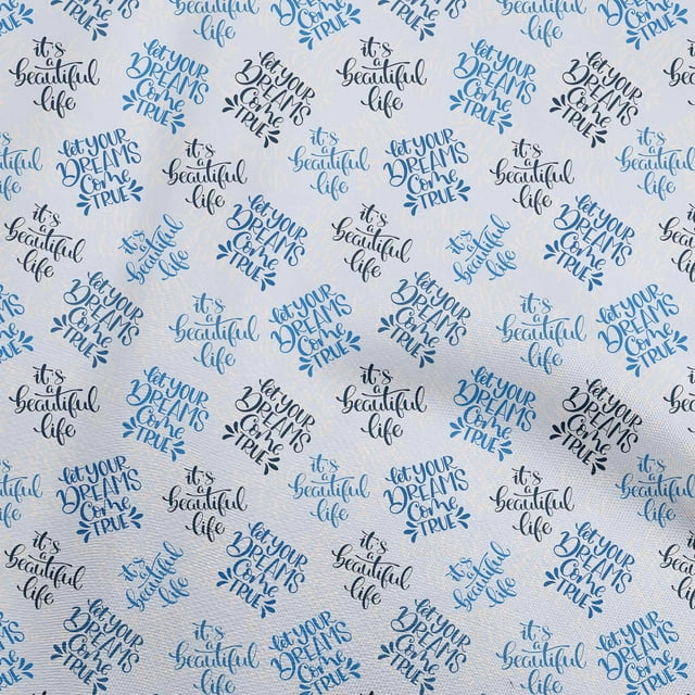 oneOone Cotton Poplin Twill Light Blue Fabric Text Sewing Craft Projects Fabric Prints By Yard 56 Inch Wide