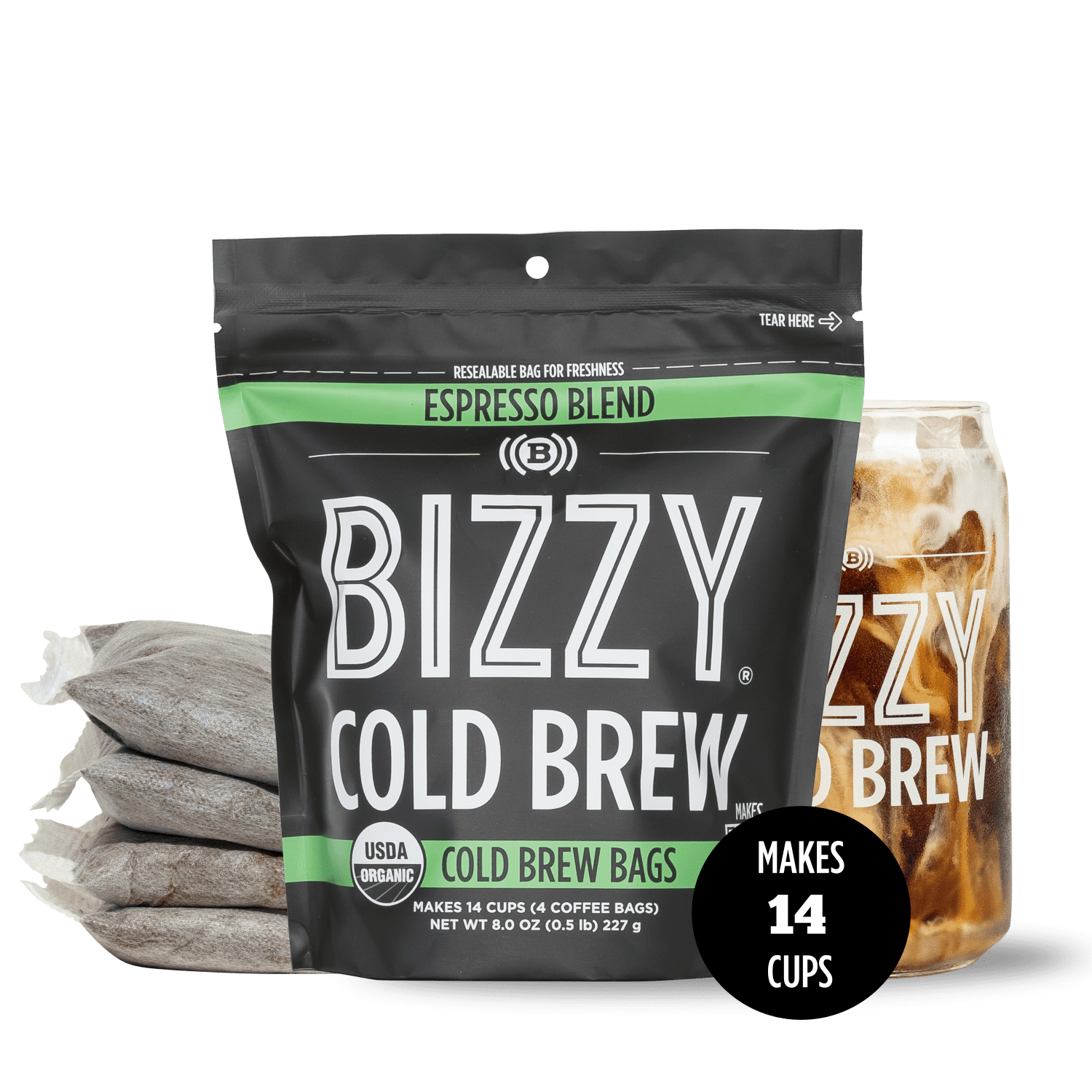 Bizzy Organic Cold Brew Coffee Espresso Blend Coarse Ground 100