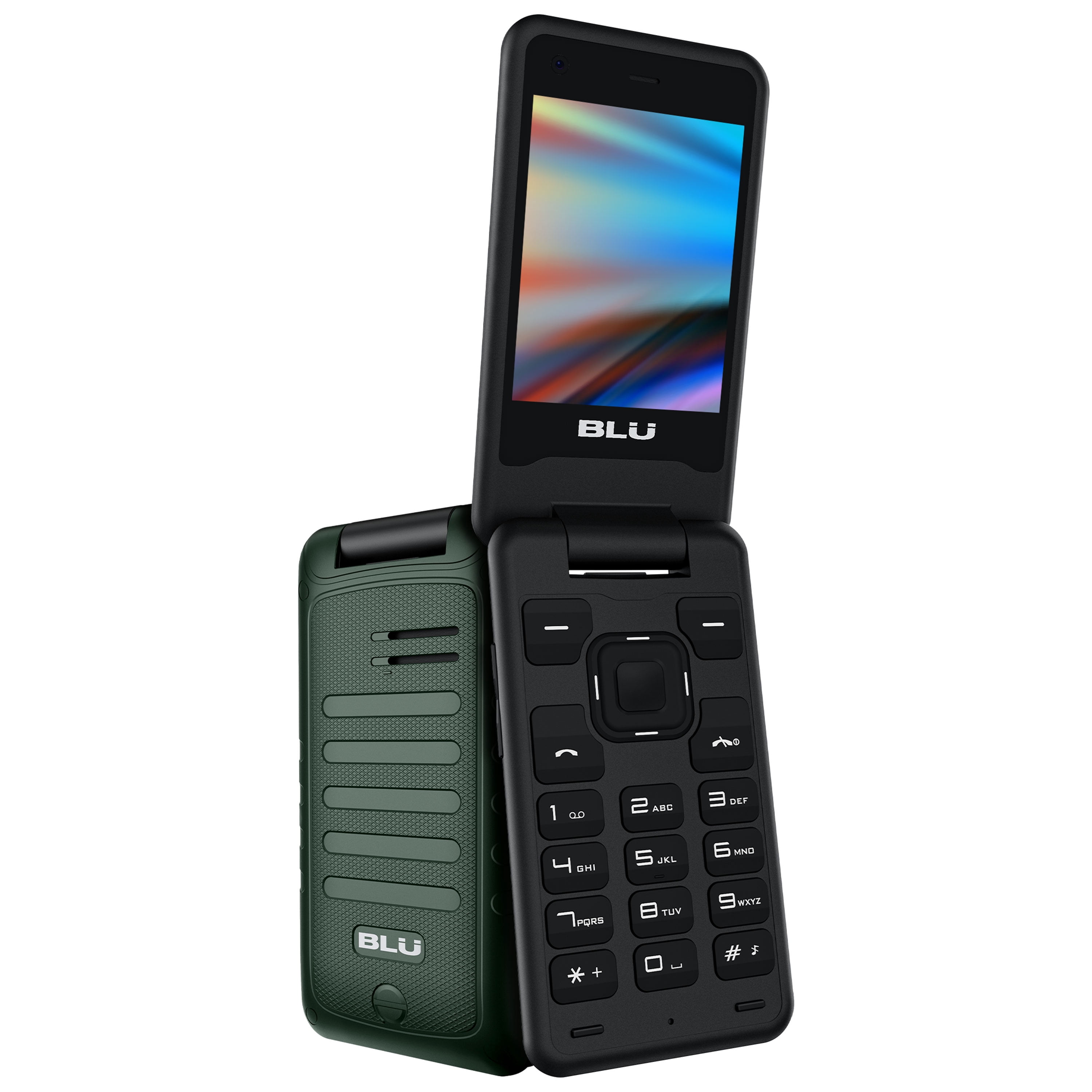 Restored BLU Tank Flip Unlocked 4G LTE Flip Phone 2022 2.8” + 1.8” Display Green (Refurbished)