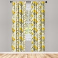 thumbnail image 3 of Ambesonne Spring Curtains, Floral Narcissus Branch, Pair of 28"x63", Yellow Khaki Cream, 3 of 5